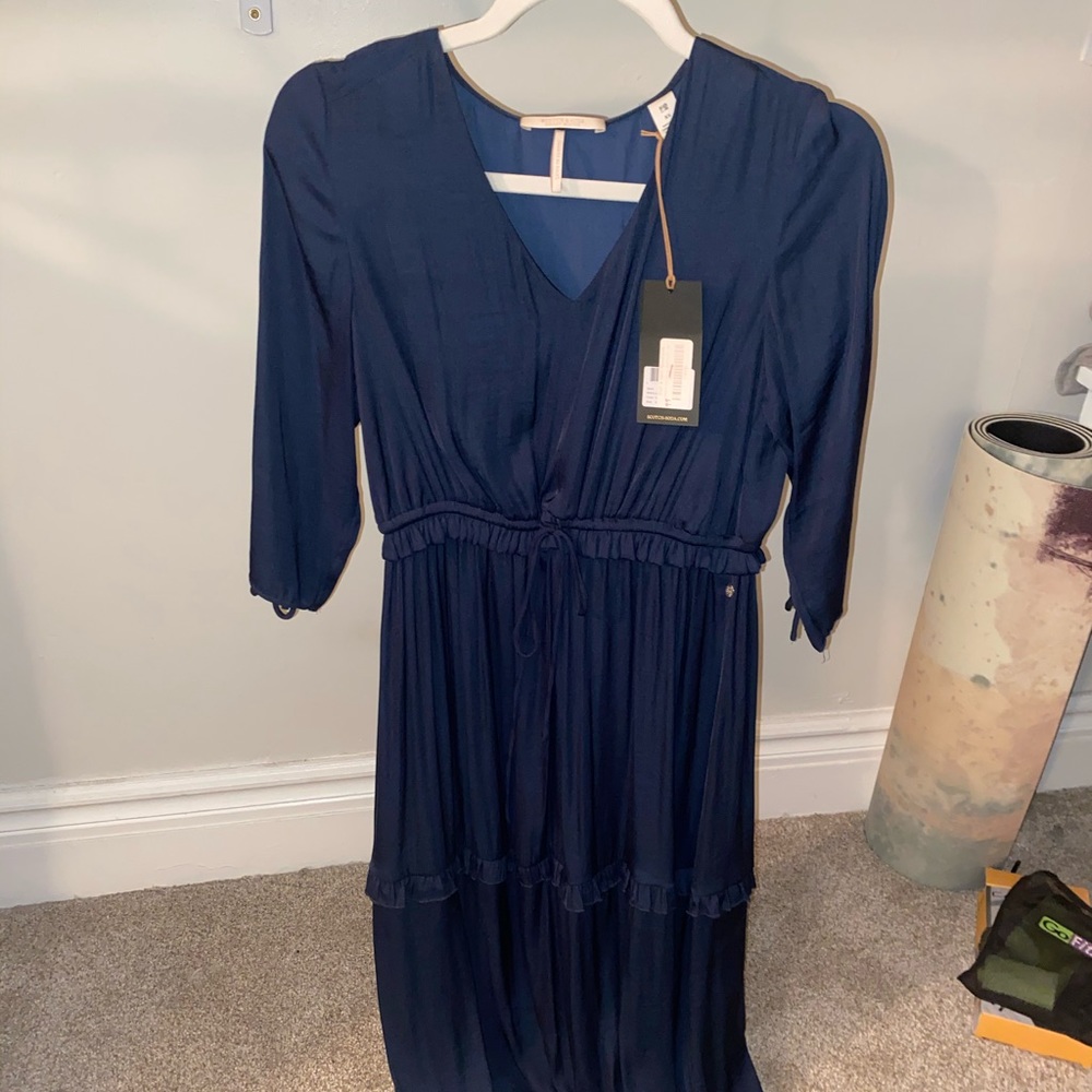 Scotch and Soda navy blue silk dress